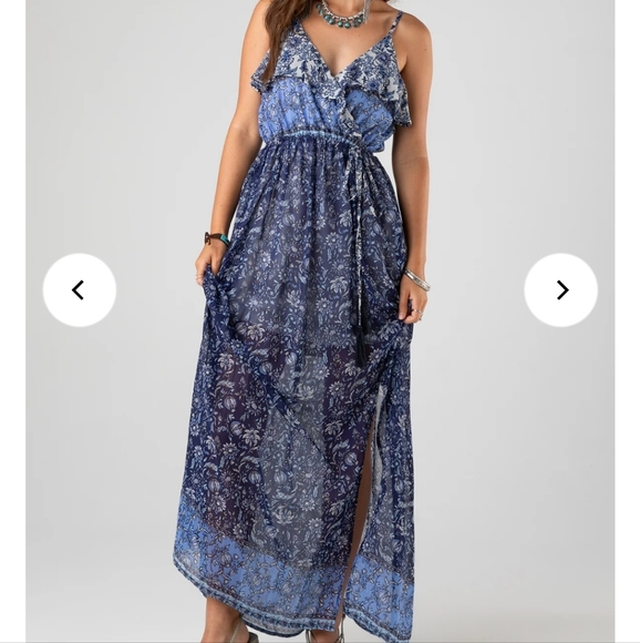 NWT Miss Me Ruffle Print Maxi Dress - Picture 7 of 15